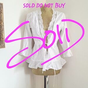 Vintage Imaginary Voyage peasant top lace detail tie closure Y2K boho fairycore